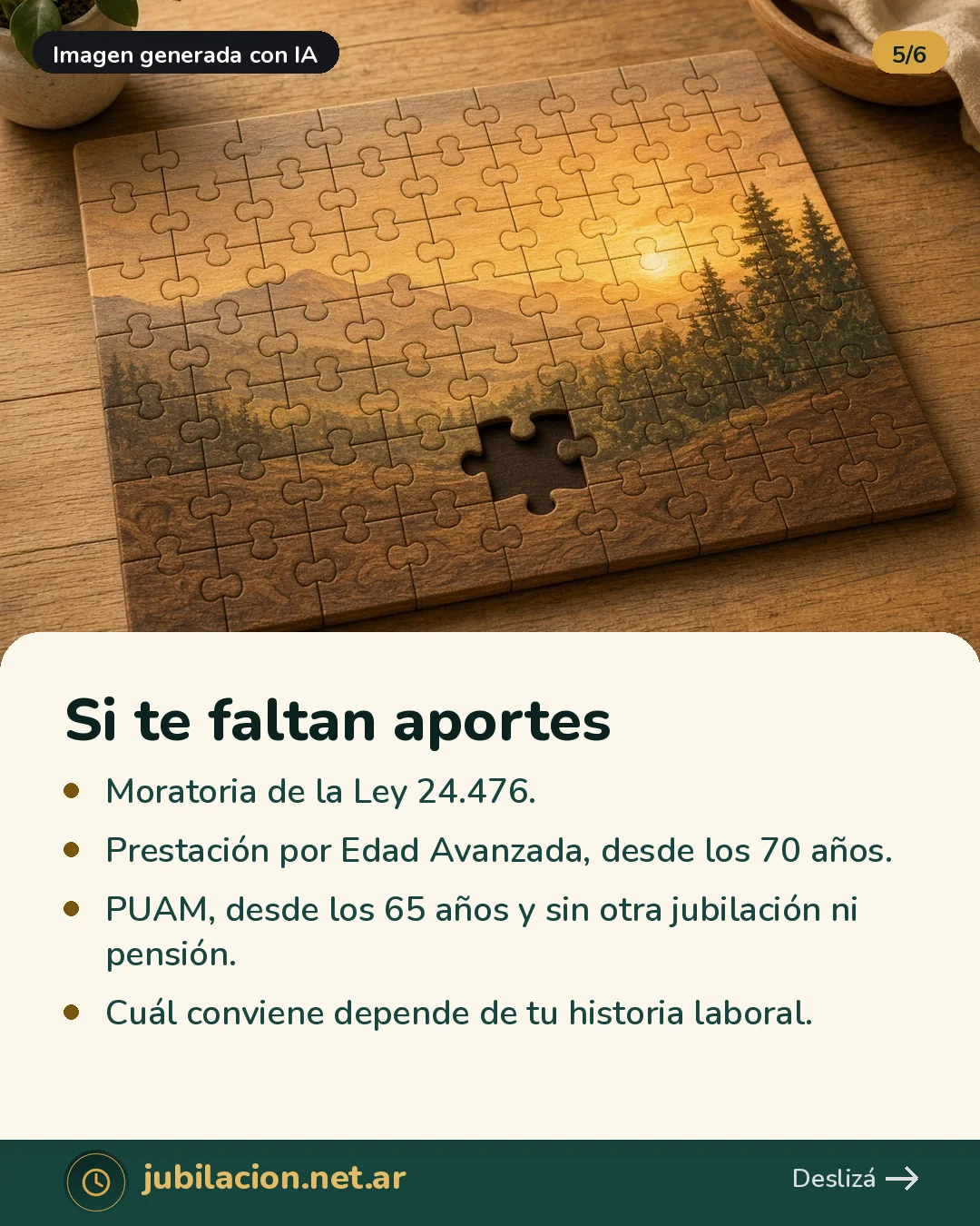 Rompecabezas de un paisaje con una pieza faltante